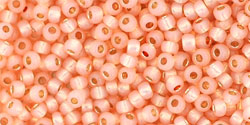 Toho 11/0 Round Japanese Seed Bead, #2111PF, PermaFinish Silver Lined Milky Peach, 13 grams