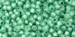 Toho 11/0 Round Japanese Seed Bead, #2119PF, PermaFinish Silver Lined Milky Dk Peridot