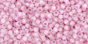 Toho 11/0 Round Japanese Seed Bead, #2120, Silver Lined Lt Pink
