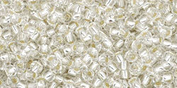 Toho 11/0 Round Japanese Seed Bead, #21, Silver Lined Crystal