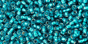 Toho 11/0 Round Japanese Seed Bead, #23BDAF, Silver Lined Lt. Green Aquamarine