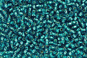 Toho 11/0 Round Japanese Seed Bead, #23BDA, Silver Lined Aqua Teal