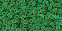 Toho 11/0 Round Japanese Seed Bead, TR11-242F, Frost Inside Color Jonquil/Emerald Lined - Barrel of Beads