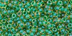Toho 11/0 Round Japanese Seed Bead, TR11-242, Inside Color Jonquil/Emerald Lined - Barrel of Beads