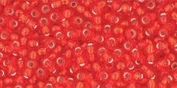 Toho 11/0 Round Japanese Seed Bead, TR11-25, Silver Lined Light Siam Ruby - Barrel of Beads