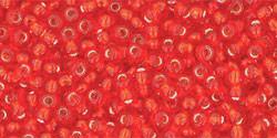 Toho 11/0 Round Japanese Seed Bead, TR11-25, Silver Lined Light Siam Ruby - Barrel of Beads