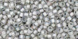 Toho 11/0 Round Japanese Seed Bead, TR11-261, Inside Color AB Crystal/Gray Lined - Barrel of Beads
