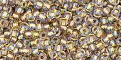 Toho 11/0 Round Japanese Seed Bead, TR11-262, Inside Color Crystal/Gold Lined - Barrel of Beads