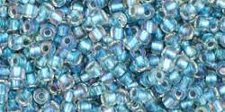 Toho 11/0 Round Japanese Seed Bead, TR11-263, Inside Color AB Crystal/Light Capri - Barrel of Beads