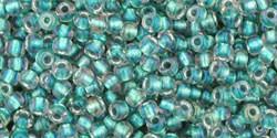 Toho 11/0 Round Japanese Seed Bead, TR11-264, Inside Color AB Crystal/Teal Lined - Barrel of Beads