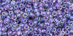 Toho 11/0 Round Japanese Seed Bead, TR11-265, Inside Color AB Crystal/Metallic Purple Lined - Barrel of Beads