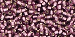 Toho 11/0 Round Japanese Seed Bead, TR11-26BF, Matte Silver Lined Medium Amethyst - Barrel of Beads