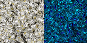 Toho 11/0 Round Japanese Seed Bead, #2701SPF, Glow In The Dark Silver Lined Crystal/Glow Blue