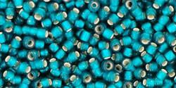 Toho 11/0 Round Japanese Seed Bead, TR11-27BDF, Silver Lined Frost Teal - Barrel of Beads