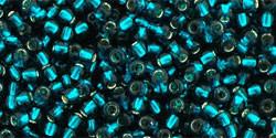 Toho 11/0 Round Japanese Seed Bead, TR11-27BD, Silver Lined Teal - Barrel of Beads