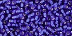 Toho 11/0 Round Japanese Seed Bead, TR11-28F, Silver Lined Frost Dark Sapphire - Barrel of Beads
