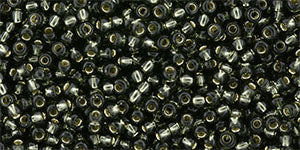 Toho 11/0 Round Japanese Seed Bead, #29C, Silver Lined Dk Black Diamond