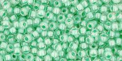 Toho 11/0 Round Japanese Seed Bead, TR11-354, Inside Color Crystal/Mint Julep Lined - Barrel of Beads