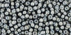 Toho 11/0 Round Japanese Seed Bead, TR11-371, Inside Color Black Diamond/White Lined - Barrel of Beads