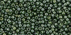 Toho 11/0 Round Japanese Seed Bead, TR11-373, Inside Color Black Diamond/Dk Green - Barrel of Beads
