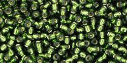 Toho 11/0 Round Japanese Seed Bead, TR11-37, Silver Lined Olivine - Barrel of Beads