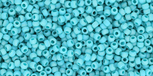 Toho 11/0 Round Japanese Seed Bead, #413F, Matte AB Opaque Turquoise