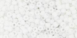 Toho 11/0 Round Japanese Seed Bead, TR11-41F, Opaque Frost White - Barrel of Beads