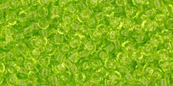 Toho 11/0 Round Japanese Seed Bead, TR11-4, Transparent Lime Green - Barrel of Beads