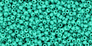 Toho 11/0 Round Japanese Seed Bead, #55DF, Opaque Green Turquoise Matte