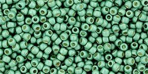 Toho 11/0 Round Japanese Seed Bead, TR11-561F, Matte Galvanized Sthwst Green - Barrel of Beads