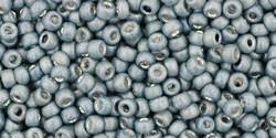 Toho 11/0 Round Japanese Seed Bead, TR11-565F, Matte Galvanized Grey Blue - Barrel of Beads