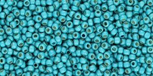 Toho 11/0 Round Japanese Seed Bead, #569FPF, Turquoise Galvanized Matte PermaFinish