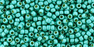 Toho 11/0 Round Japanese Seed Bead, #578FPF, Green Turq Galvanized Matte PermaFinish