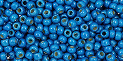 Toho 11/0 Round Japanese Seed Bead, #583FPF, Matte Electric Blue Galvanized PermaFinish