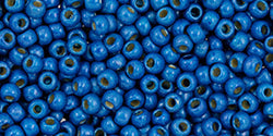 Toho 11/0 Round Japanese Seed Bead, #585FPF, Matte Royal Blue Galvanized PermaFinish