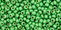 Toho 11/0 Round Japanese Seed Bead, #587FPF, Matte Spring Green Galvanized PermaFinish