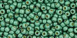 Toho 11/0 Round Japanese Seed Bead, #589FPF, Matte Spruce Galvanized PermaFinish