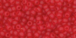 Toho 11/0 Round Japanese Seed Bead, TR11-5BF, Transparent Frost Siam Ruby - Barrel of Beads