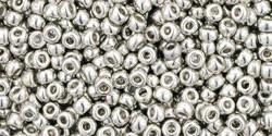Toho 11/0 Round Japanese Seed Bead, TR11-714, Metallic Silver Silver - Barrel of Beads