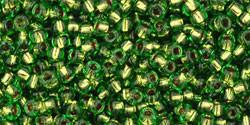 Toho 11/0 Round Japanese Seed Bead, TR11-742, Copper Lined Peridot - Barrel of Beads