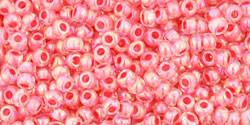 Toho 11/0 Round Japanese Seed Bead, TR11-779, Inside Color AB Crystal/Salmon Lined - Barrel of Beads