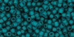 Toho 11/0 Round Japanese Seed Bead, TR11-7BDF, Transparent Frost Teal - Barrel of Beads
