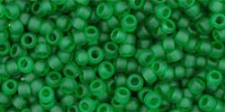 Toho 11/0 Round Japanese Seed Bead, TR11-7BF, Transparent Frost Grass Green - Barrel of Beads