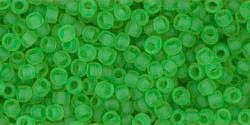 Toho 11/0 Round Japanese Seed Bead, TR11-7F, Transparent Frost Peridot - Barrel of Beads