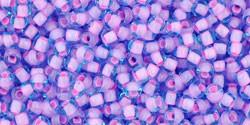 Toho 11/0 Round Japanese Seed Bead, TR11-937, Inside Color Aqua/Bubble Gum Pink Lined - Barrel of Beads