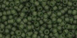 Toho 11/0 Round Japanese Seed Bead, TR11-940F, Transparent Frost Olivine - Barrel of Beads