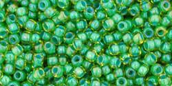 Toho 11/0 Round Japanese Seed Bead, TR11-947, Inside Color Lime Green/Opaque Green Lined - Barrel of Beads