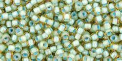 Toho 11/0 Round Japanese Seed Bead, TR11-952, Inside Color AB Light Topaz/Sea Foam Lined - Barrel of Beads