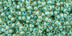 Toho 11/0 Round Japanese Seed Bead, TR11-953, Inside Color Jonquil/Turquoise Lined - Barrel of Beads