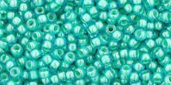 Toho 11/0 Round Japanese Seed Bead, TR11-954, Inside Color Aqua/Light Jonquil Lined - Barrel of Beads